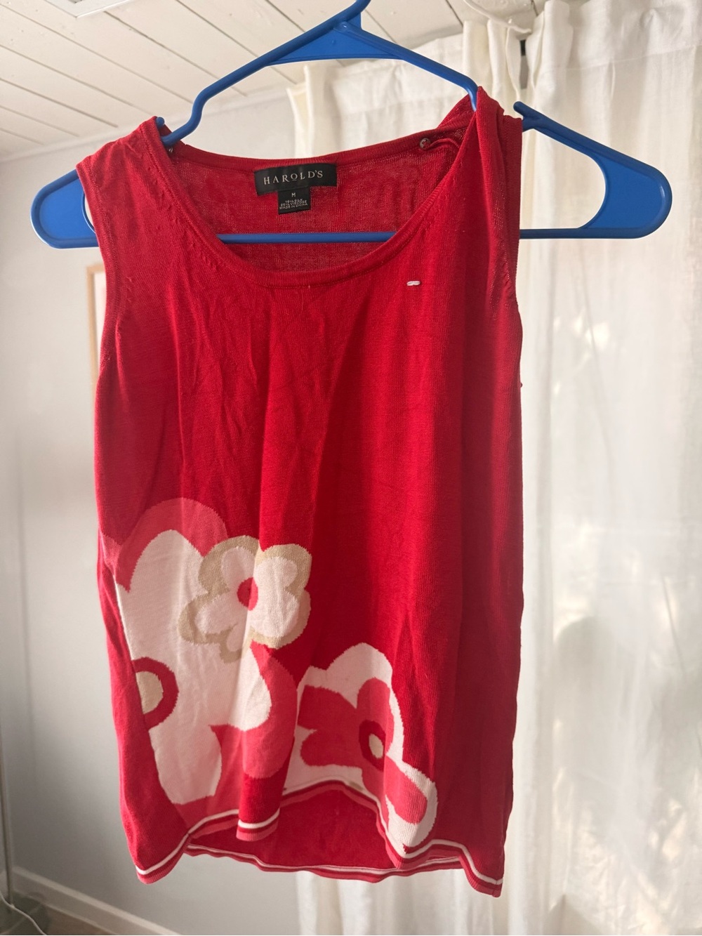 Harold's Red Floral Knit Tank Top
